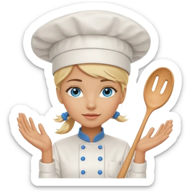 Blonde blue eyed female chef sticker