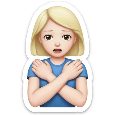 person choking them selves with arms crossed sticker