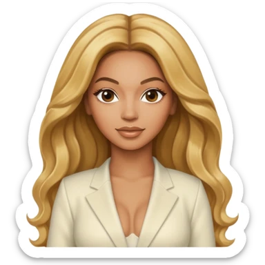 Beyonce with long golden blonde hair, ivory outfit sticker