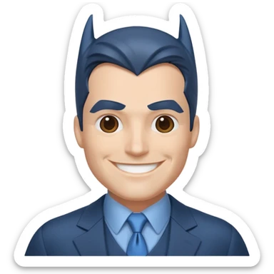 Batman emoji, blue and gray suit, smiling sticker