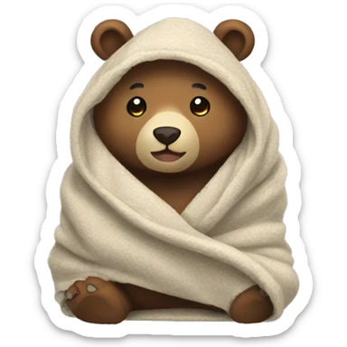 bear cozy in blanket sticker