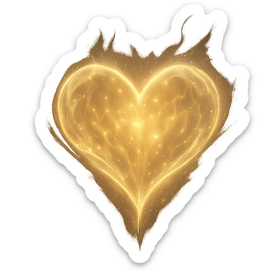 soul as a heart-shaped energy, shimmering and luminous, glowing, radiant, spiritual sticker