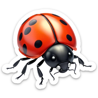 Create a animated ladybug walking on the surface. Make it colourful style and add some shine on it. sticker
