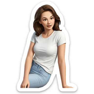 girl with brown hair sitting sticker