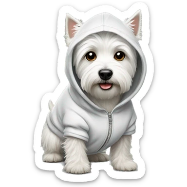 Westie wearing a hoodie sticker