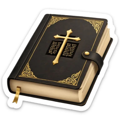 open black book with bible verse pages sticker