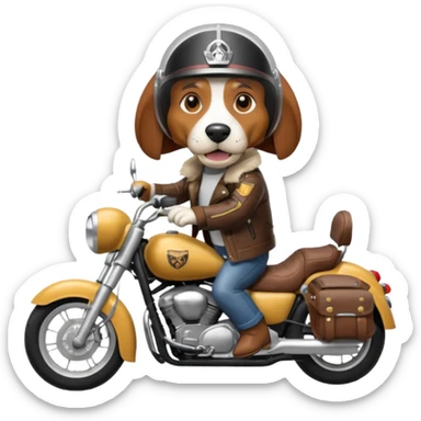 mad bassett hound on a motorcycle sticker