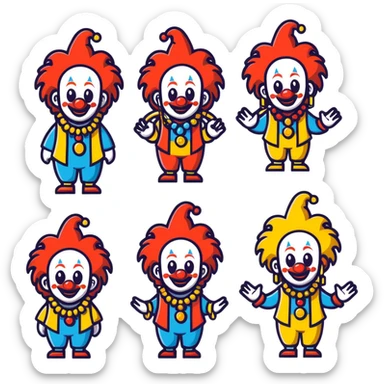 Joker 2019 style clown with dreadlocks with jewelry on the dreadlocks. posed in various emotes sticker
