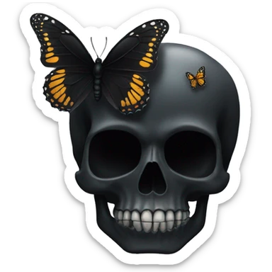 black skull with butterfly sticker