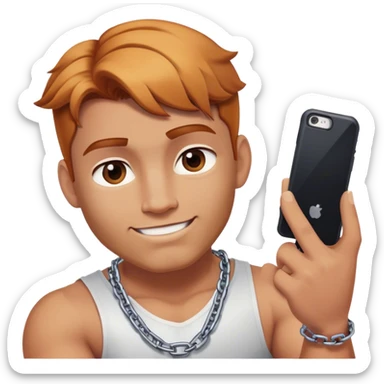Buff man selfie with thick chain link necklace and reddish blonde hair  sticker