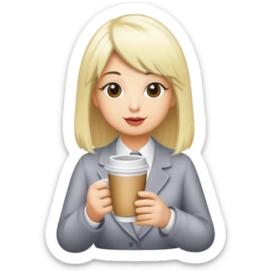 Pigeon with blonde wig with a coffee sticker