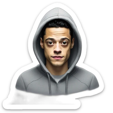 Rami Malek mr robot with hoodie sticker