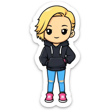 Full body white teenage girl with blonde hair, choni style with urban clothes sticker