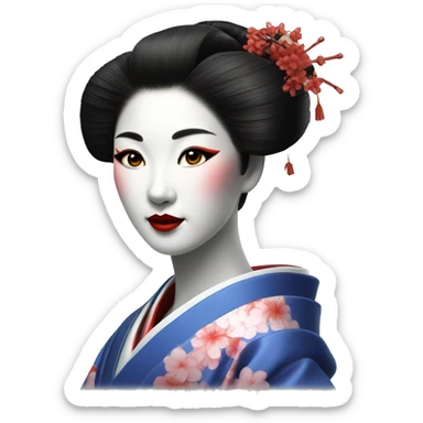 realistic portrait of very beautiful Geisha woman sticker