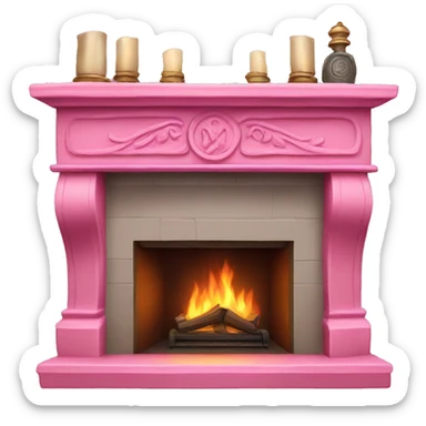 Pink realistic decorated fireplace  sticker