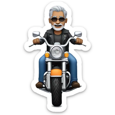 grey haired biker on a blue color Harley Davidson roadking sticker