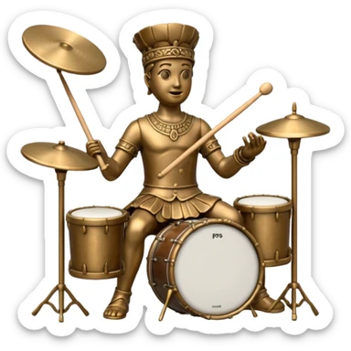 statue playing drums sticker