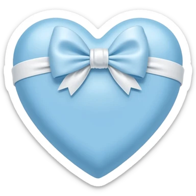 Baby blue heart with white bow sticker