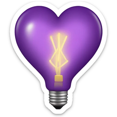 Realistic isolated purple heart shaped christmas light bulb . sticker