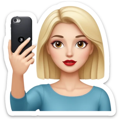 White woman gorgeous make up taking selfie  sticker