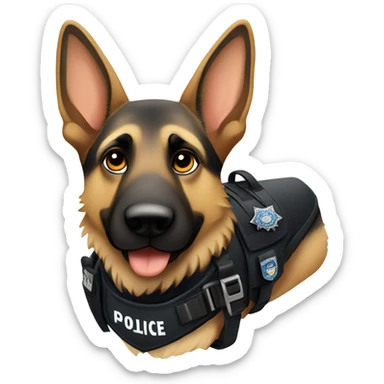 German shepherd in police attire sticker