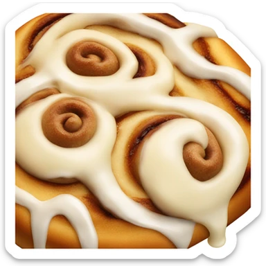 One Cinnamon bun with cream cheese drizzled sticker