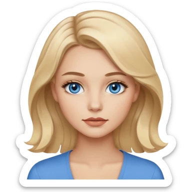 blondynka lekko krecone wlosy i niebieskie oczy obrysowane usta na jasny braz mloda sticker