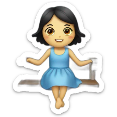 Sky with stars an a girl that is on an Swing with a penguin onto her left sticker