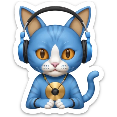 Blue cat dj sticker