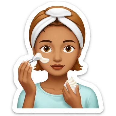 woman putting a white cream on her face sticker