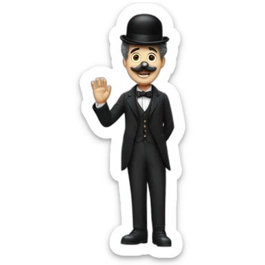 Charlie Chaplin without his hat and Raising his hand sticker