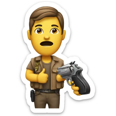 Emoji with toy pistol sticker