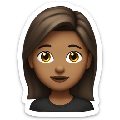 A girl named Aleeyah that has brown healthy hair a little past her shoulders 5,2 hazel eyes in black leggings in a shirt that says I love Trevor Wevor  sticker