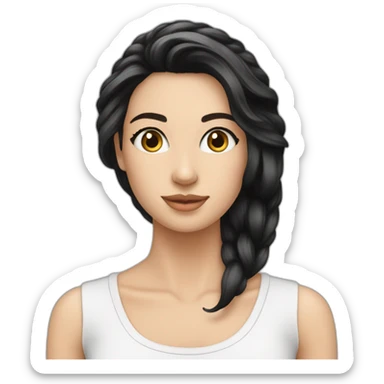 lange schwarze haare, helle hautfarbe, weiblich sticker