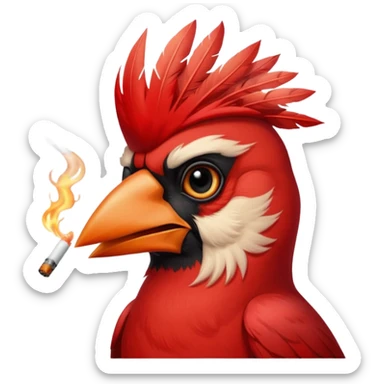 Red cardinal smoking a cigarette  sticker
