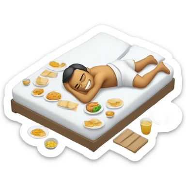 Guy in bed with a Food coma  sticker