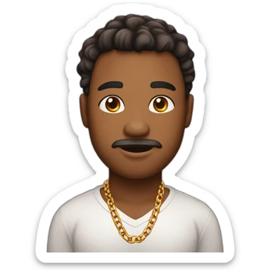 a man with Brown skin, chubby face and gradient cut hair with a chain around his neck sticker