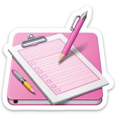 create a pink exam paper with pens and stuff  sticker