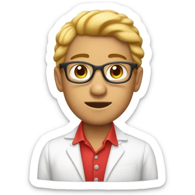 Profe bajita pelo roja lisa con camisa blanca piel blanca sticker