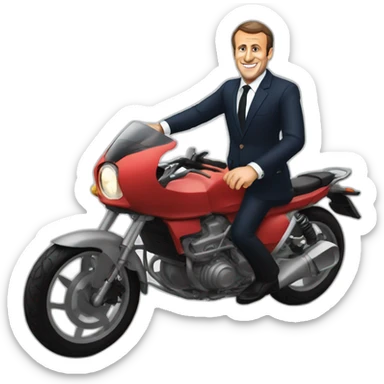 Emmanuel macron qui fait de la moto sticker