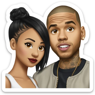 Hyper Realistic Chris Brown and beautiful Karruche Tran  sticker