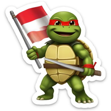 PERUVIAN NINJA TURTLE WITH THE FLAG OF PERU sticker