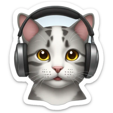 cat with headphone sticker