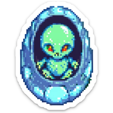 cranial, eye, MRI, SCAN, egg, embryonic, inside of glass egg, alien, eerie, otherworldly, crystal egg sticker