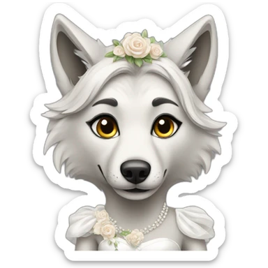 Wolf in bridal dress sticker