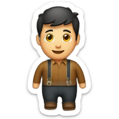 person in a wooden barrel with suspenders sticker