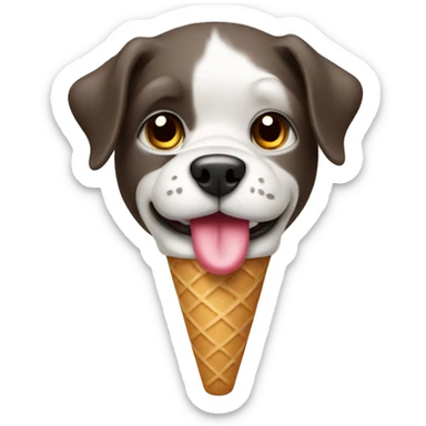 Dog eating ice cream cone sticker