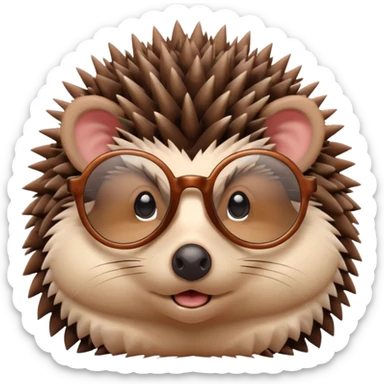 hedgehog with glasses sticker