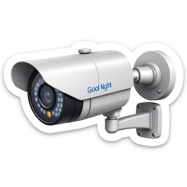 A CCTV camera shut down the supplement light, with letter "good night" showing at the same tie sticker