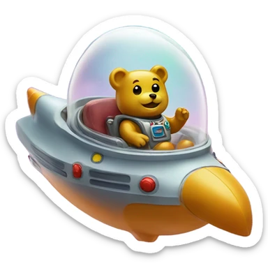 Gummy bear in a space ship sticker